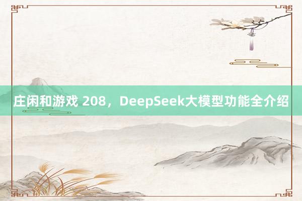 庄闲和游戏 208，DeepSeek大模型功能全介绍