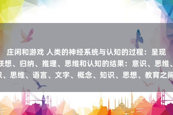 庄闲和游戏 人类的神经系统与认知的过程：呈现、确认、分辨、记忆、联想、归纳、推理、思维和认知的结果：意识、思维、语言、文字、概念、知识、思想、教育之间的关系是怎样的？