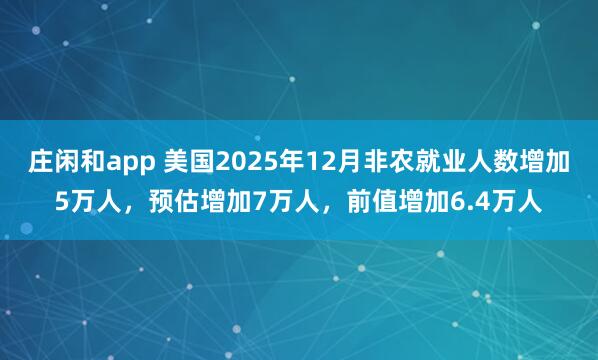 庄闲和app 美国2025年12月非农就业人数增加5万人，预估增加7万人，前值增加6.4万人