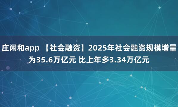 庄闲和app 【社会融资】2025年社会融资规模增量为35.6万亿元 比上年多3.34万亿元