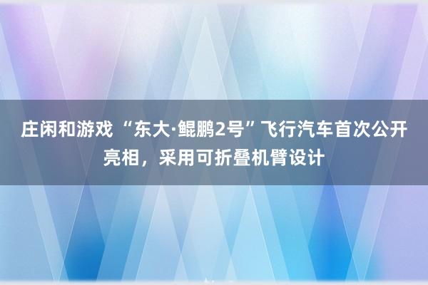 庄闲和游戏 “东大·鲲鹏2号”飞行汽车首次公开亮相，采用可折叠机臂设计